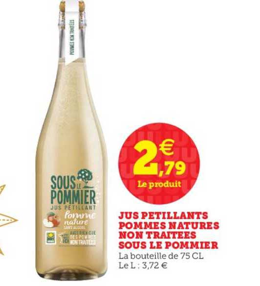 jus pétillants pommes natures non traitées sous le pommier