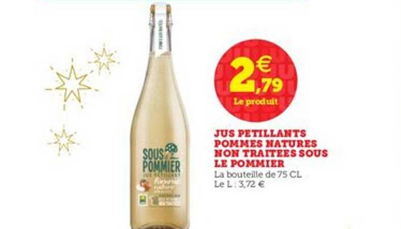 jus petillants pommes natures non traitées sous le pommier