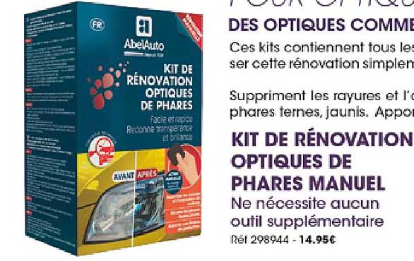 kit de rénovation optiques de phares manuel abel auto