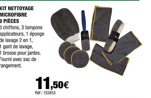 Kit Nettoyage Microfibre 9 Pièces