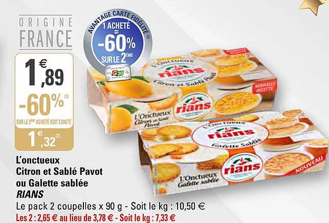 l'onctueux citron et sablé pavot ou galette sablée rians