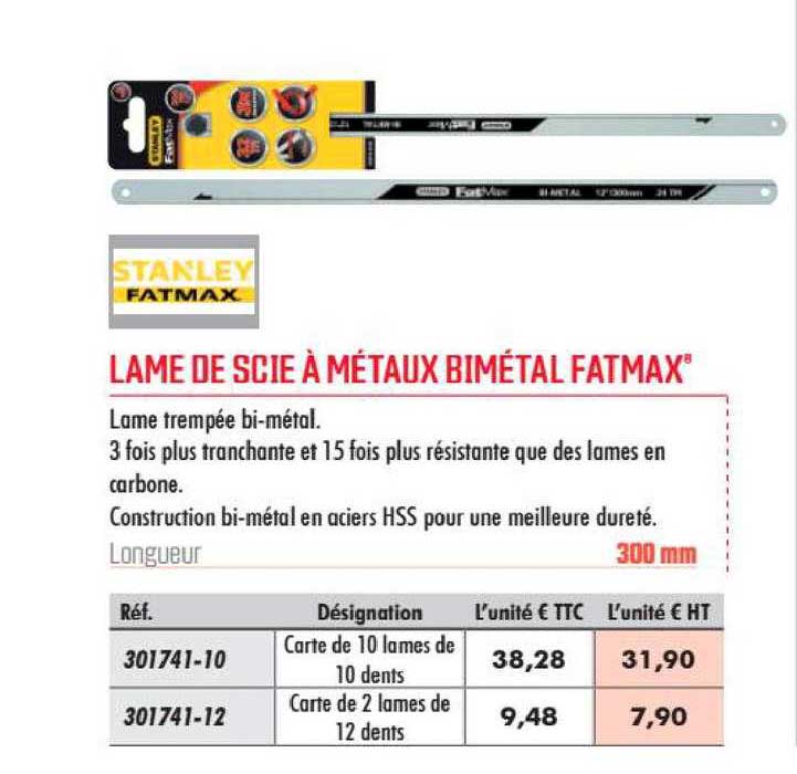 lame de scie à métaux bimétal fatmax stanley