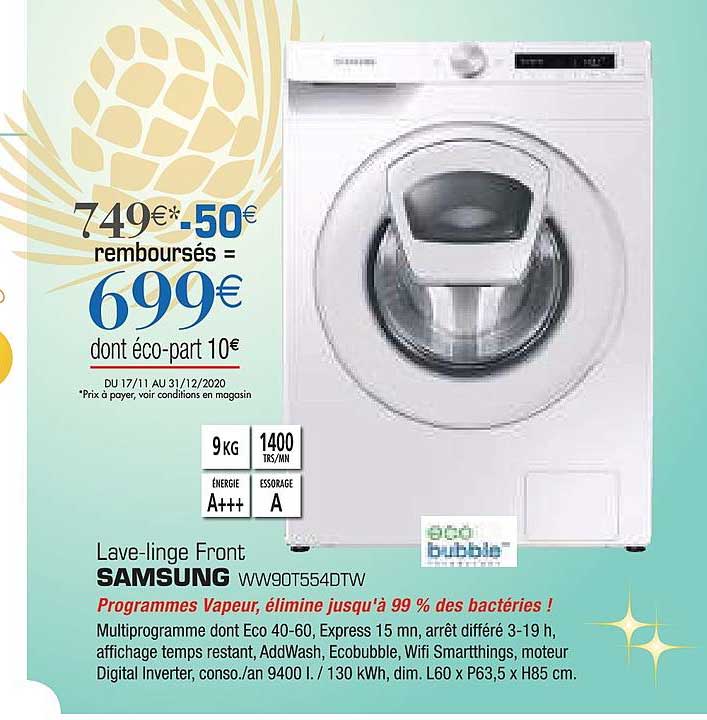 lave linge front samsung ww90t5540tw