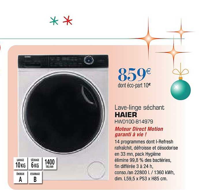 lave linge séchant haier hwd100 b14979