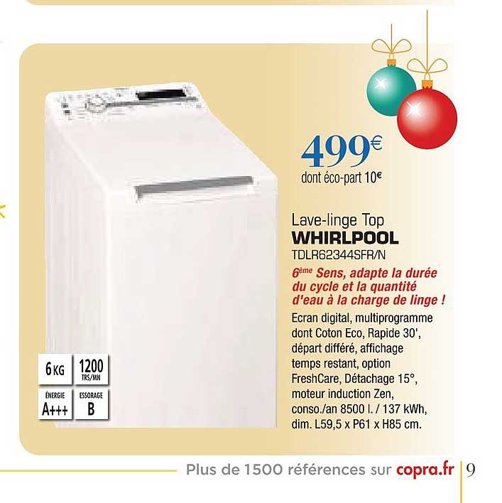 lave linge top whirlpool tdlr62344sfr n