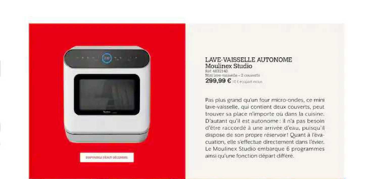 lave-vaisselle autonome moulinex studio