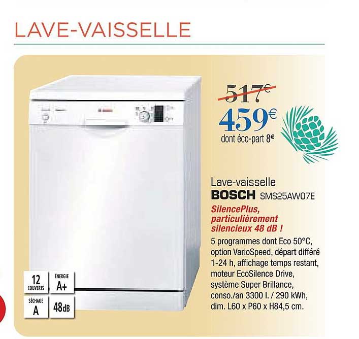 lave vaisselle bosch sms25aw07e