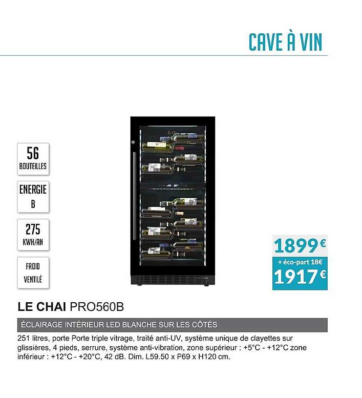 le chai pro560b éclairage intérieur led blanche sur les côtes