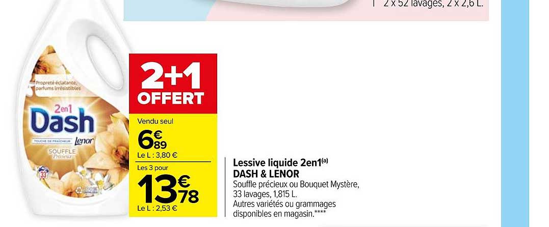 Lessive Liquide 2en1 Dash & Lenor