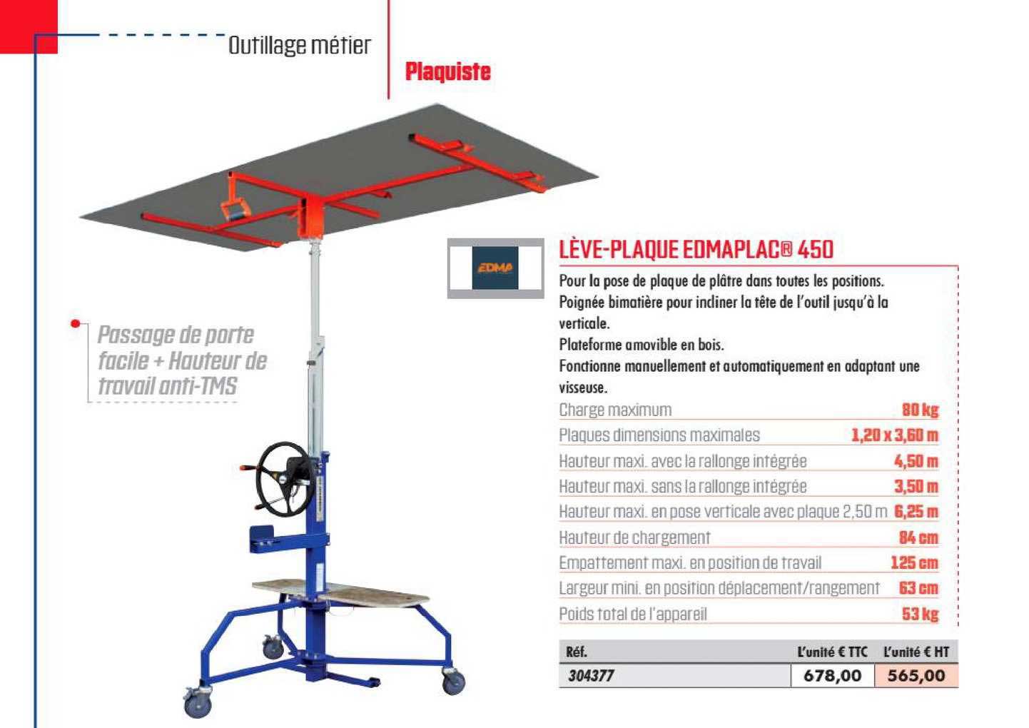 lève plaque edmaplac 450