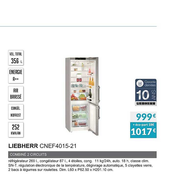 liebherr cnef4015 21 combiné 2 circuits