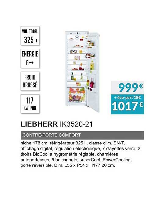 liebherr ik3520 21 contre porte comfort