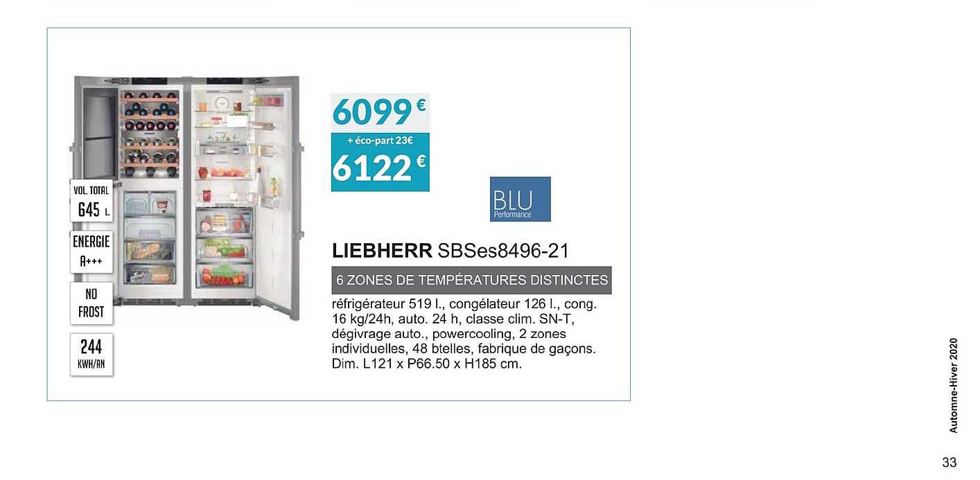 liebherr sbses84 zones températures distinctes