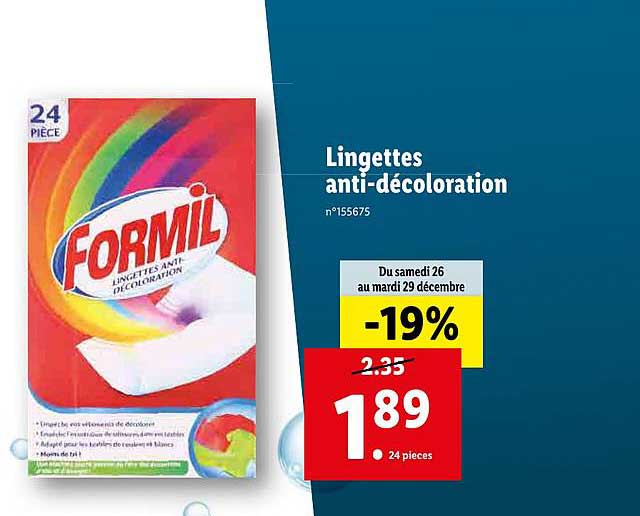 lingettes anti-décoloration formil