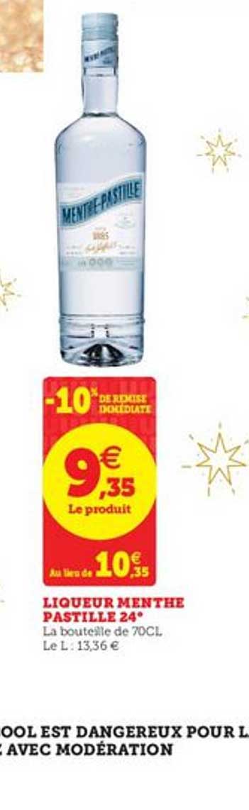 liqueur menthe pastille 24° -10% de remise immédiate