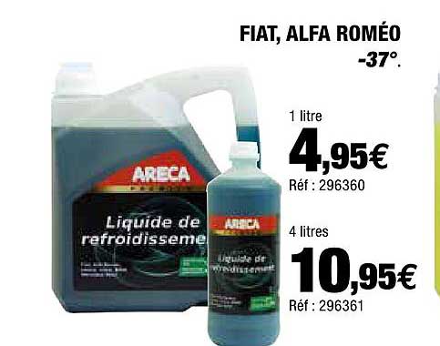 liquide de refroidissement fiat, alfa roméo areca