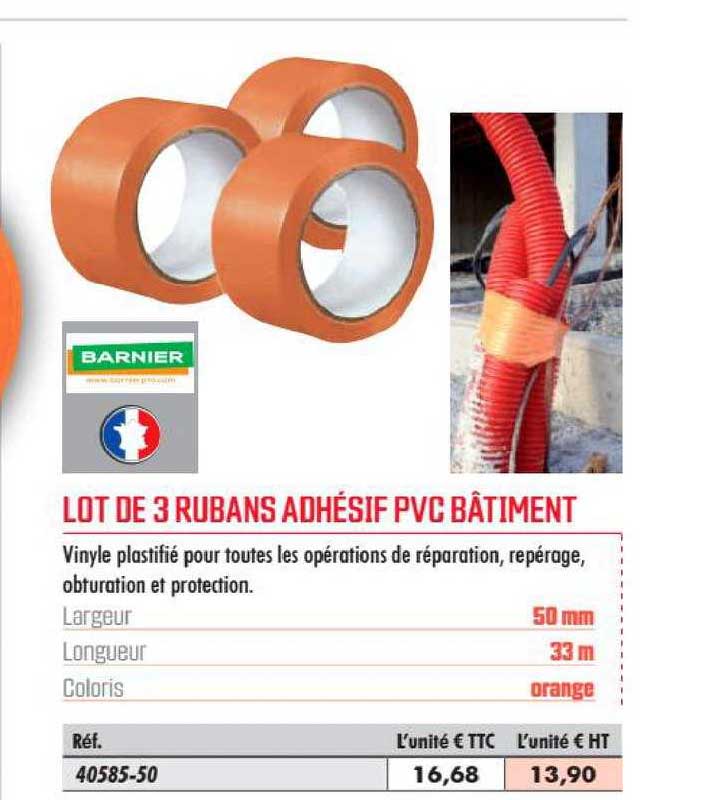 lot de 3 rubans adhésif pvc bâtiment barnier
