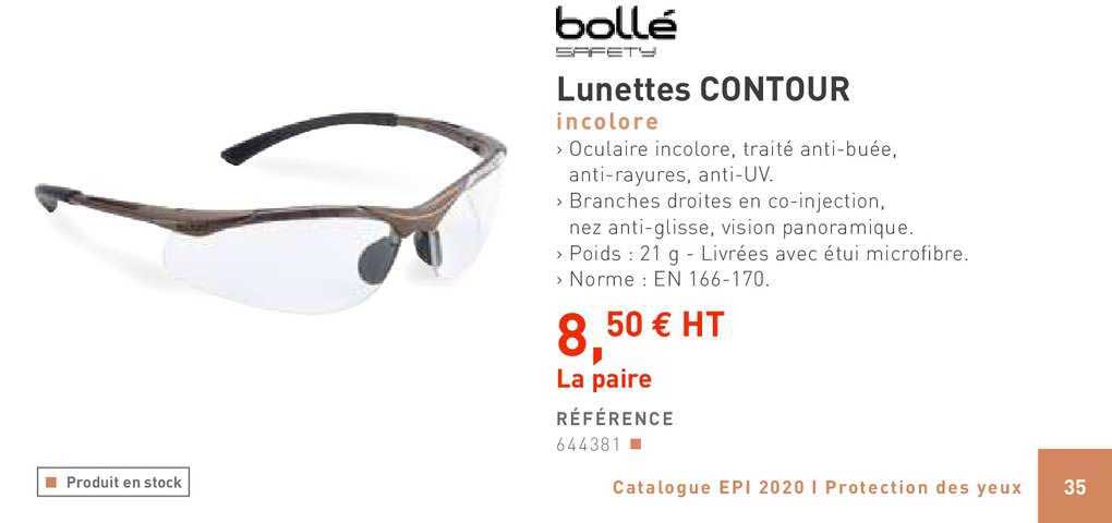 lunettes contour incolore bollé safety