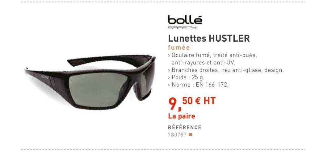 lunettes hustler fumée bollé safety