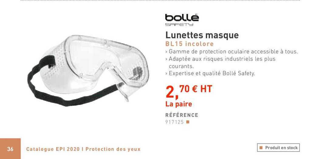 lunettes masque bl15 incolore bollé safety