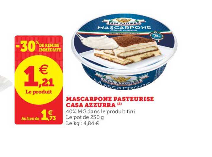 Mascarpone Pasteurisé Casa Azzurra -30% De Remise Immédiate