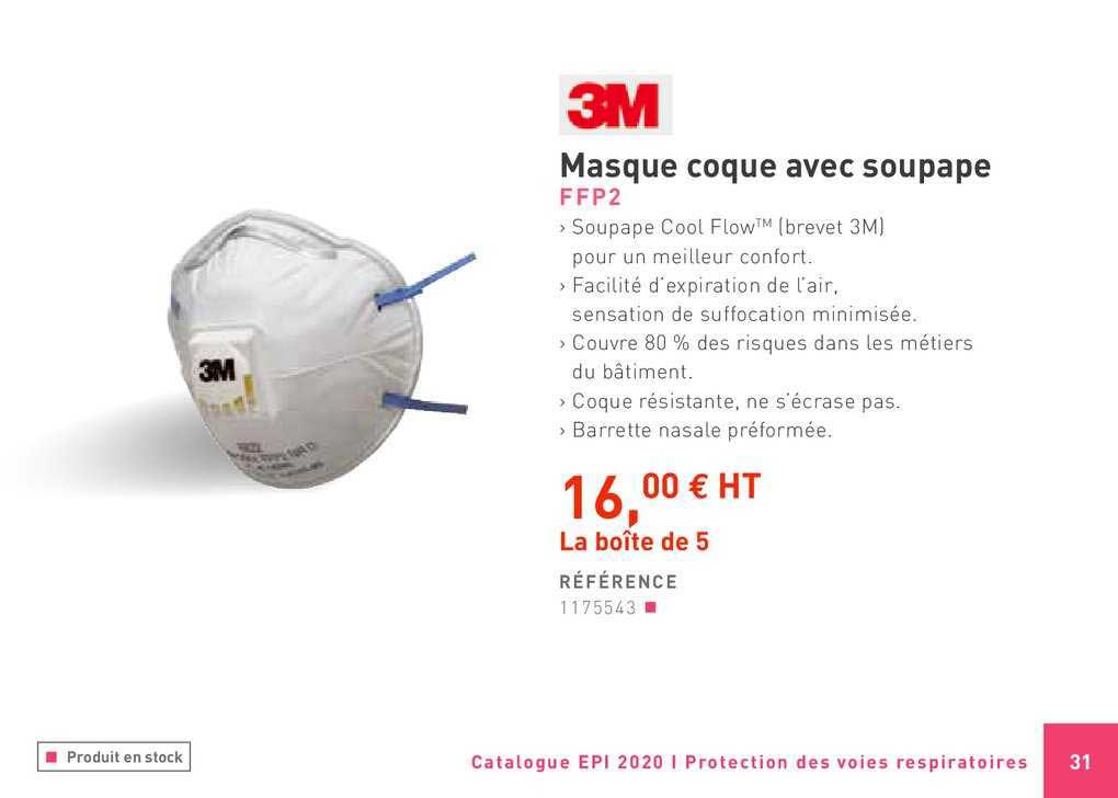masque coque avec soupape ffp2 3m