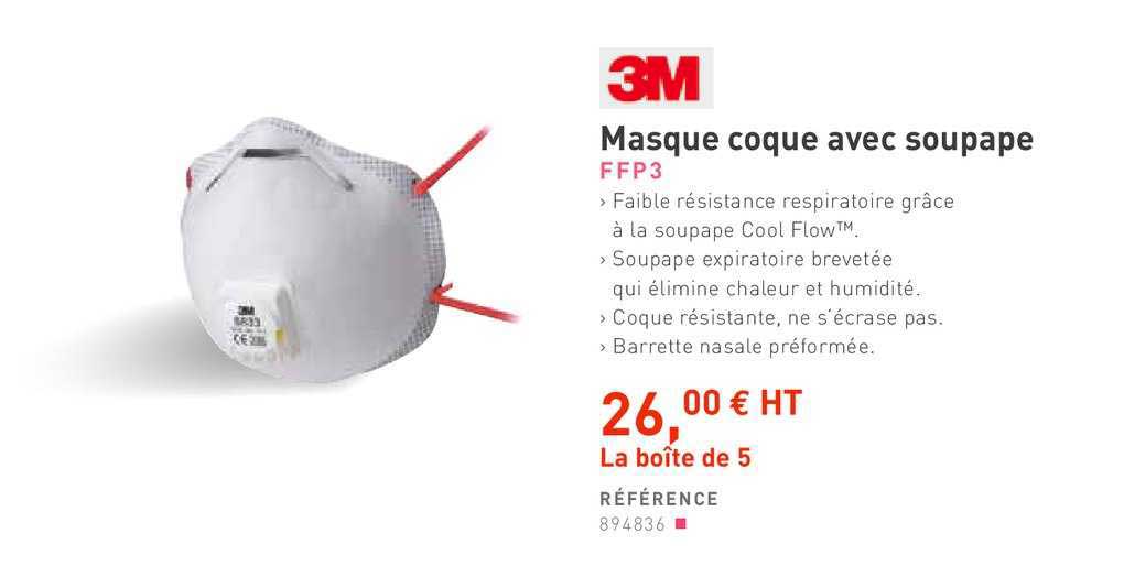 masque coque avec soupape ffp3 3m