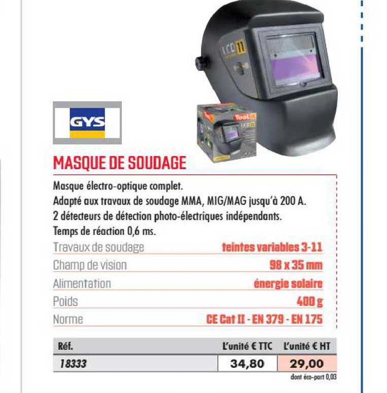 masque de soudage gys