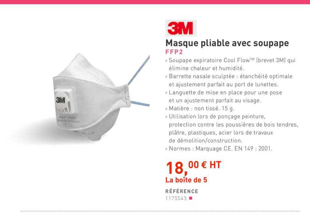 masque pliable avec soupape ffp2 3m
