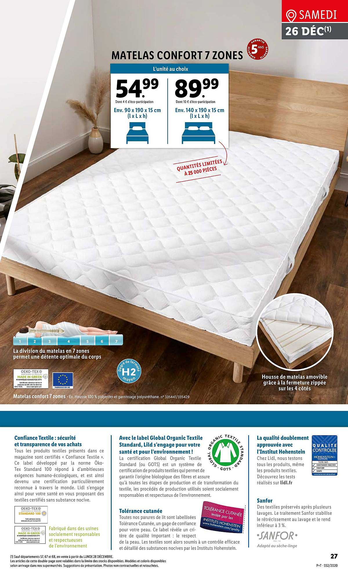 matelas confort 7 zones