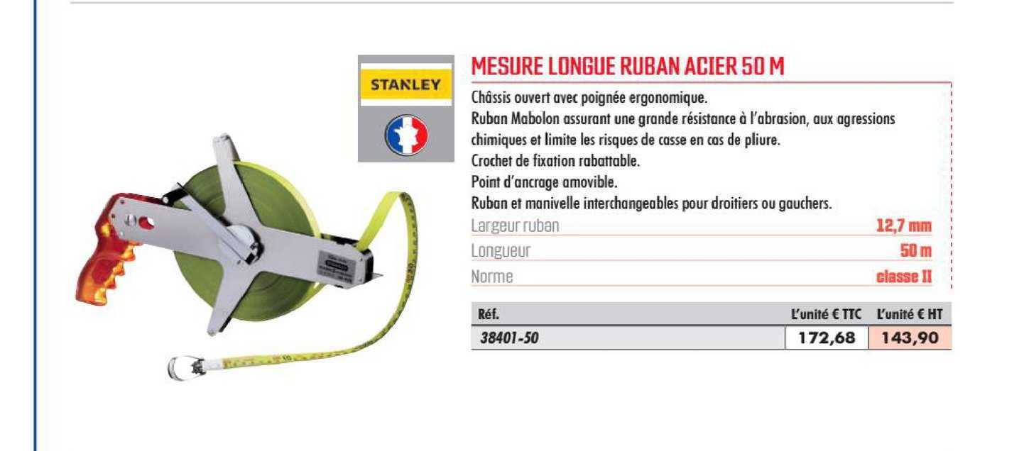 mesure longue ruban acier 50 m stanley