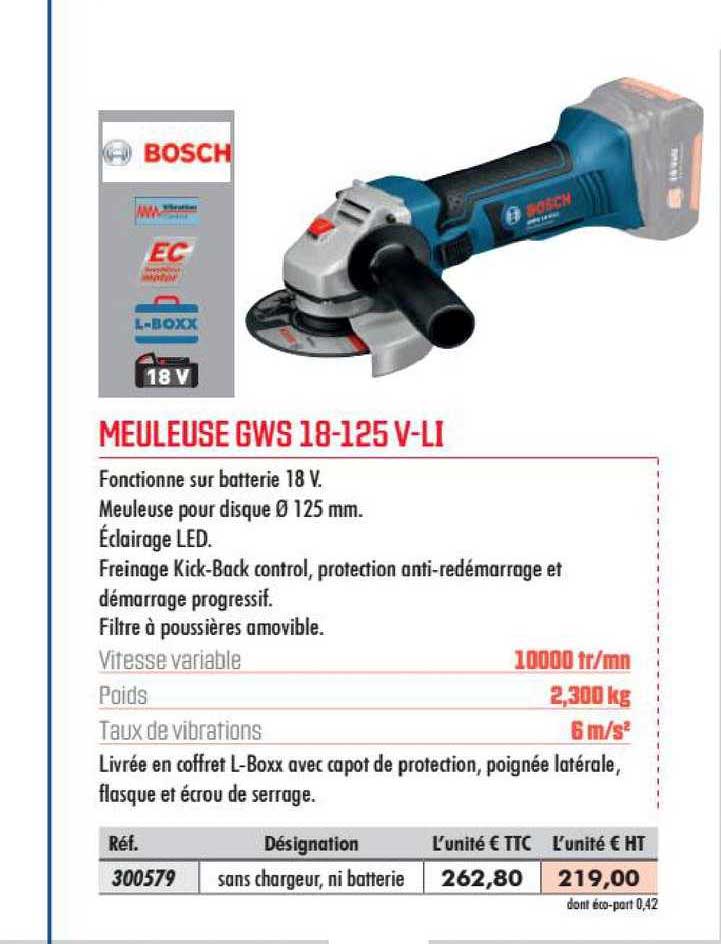 meuleuse gws 18 125 v li bosch