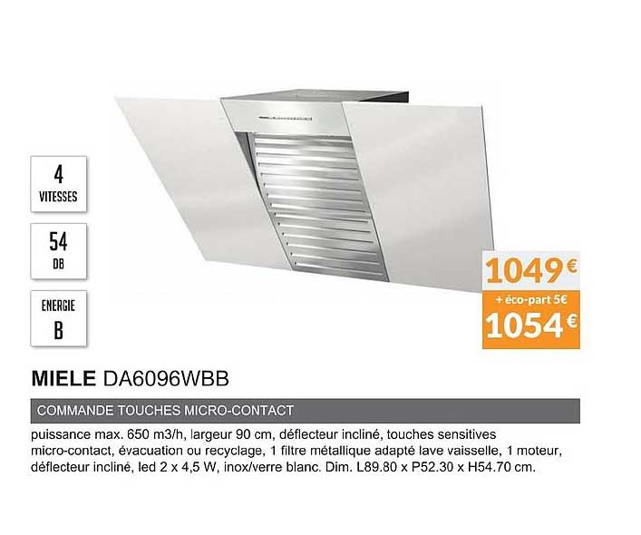 miele da6096wbb commande touches micro contact