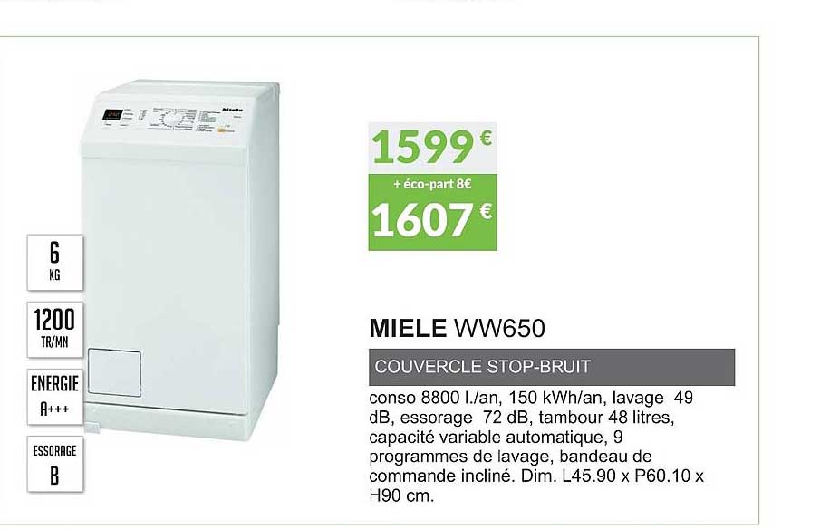 miele ww650 couvercle stop bruit