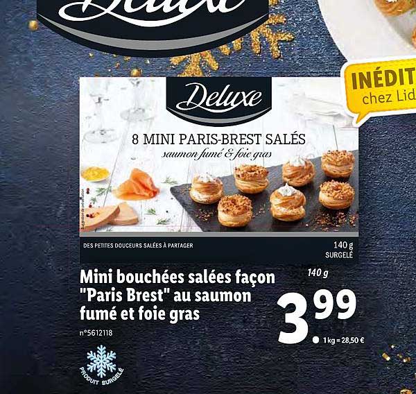 mini bouchées salées façon "paris brest" au saumon fumé et foie gras deluxe