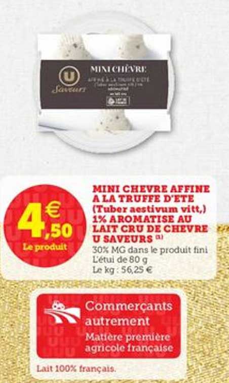 mini chèvre affiné à la truffé d'été (tuber aestivum vitt) 1% aromatisé au lait cru de chèvre u saveur