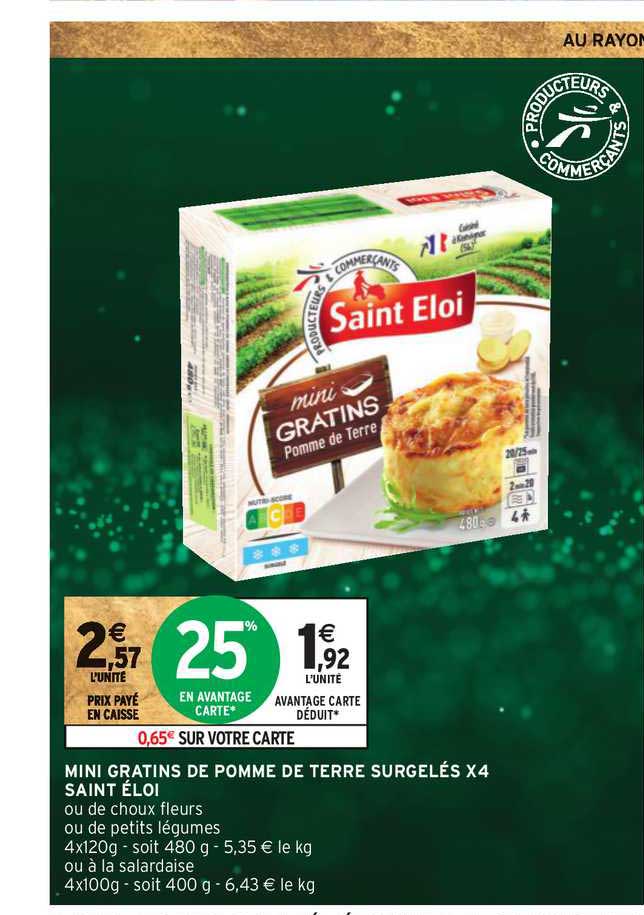 mini gratins de pomme de terre surgelés x4 saint éloi