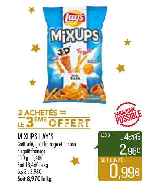 mixups lay's 2 achetés = le 3ème offert
