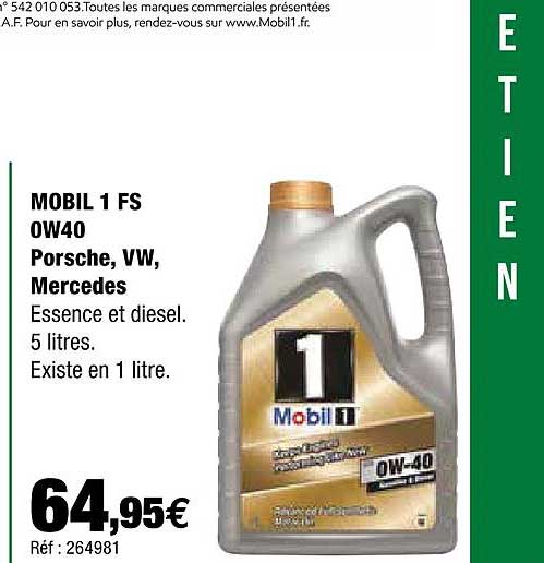 mobil 1 fs ow40 porsche, vw, mercedes