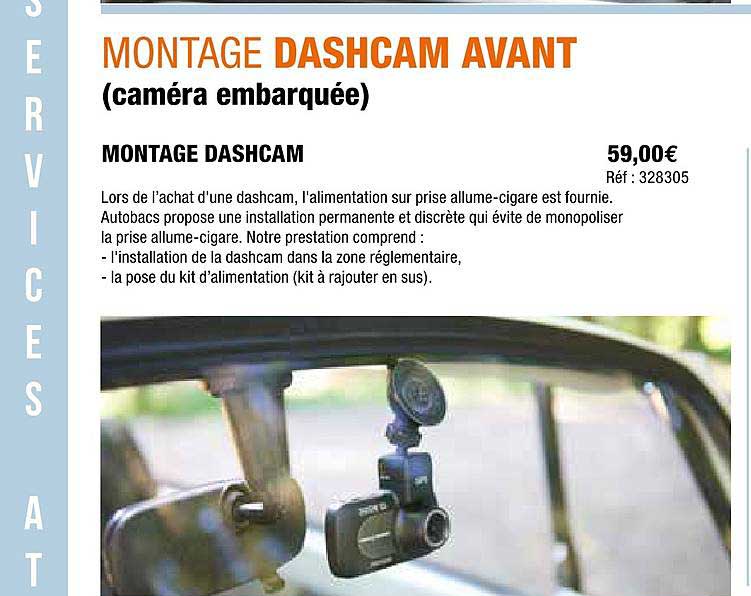 montage daschcam avant