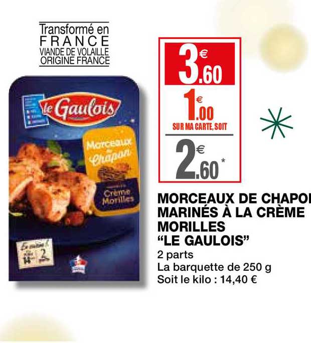 morceaux de chapon marinés à la crème morilles le gaulois