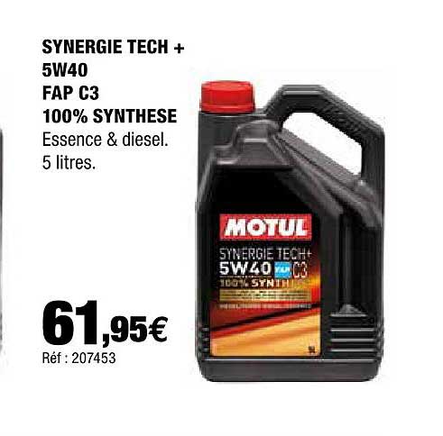 motul synergie tech + 5w40 fap c3 100% synthese
