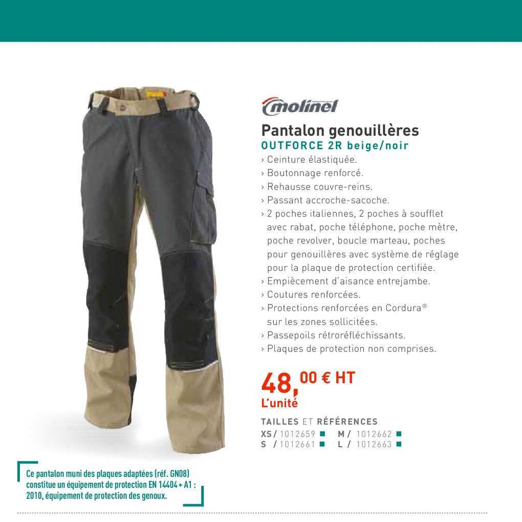 Pantalon Genouillères  Outforce 2r Beige Noir Molinel