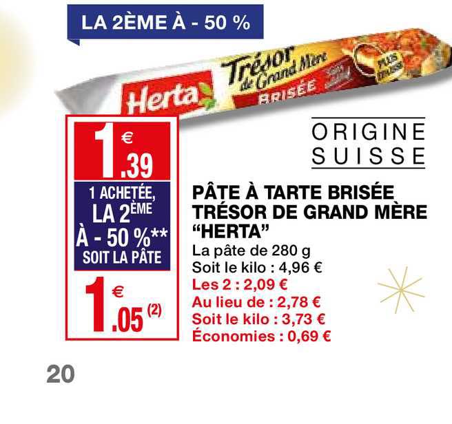 pâte à tarte brisée trésor de grand mère herta la 2ème à -50%