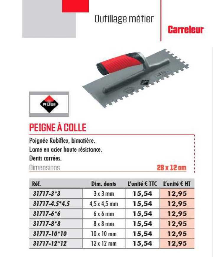 peigne à colle rubi