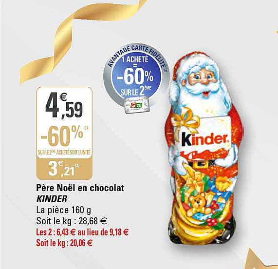 père noël en chocolat kinder