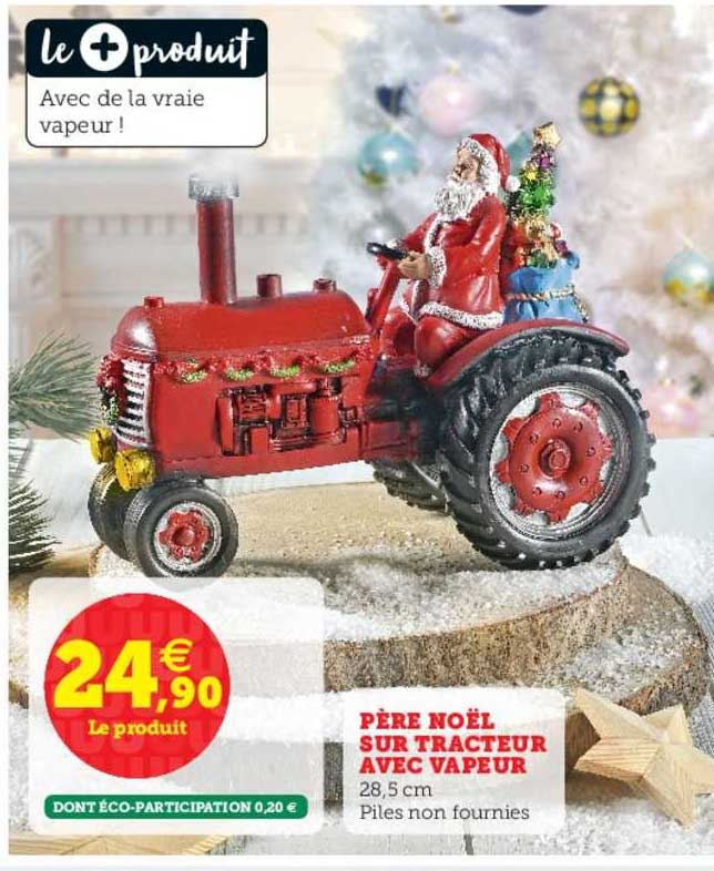 Père Noël Sur Tracteur Avec Vapeur