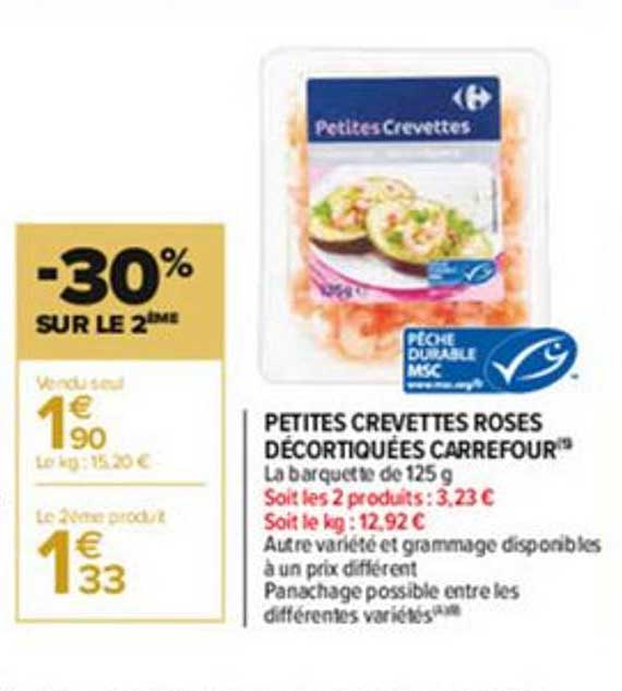 petites crevettes roses décortiquées carrefour