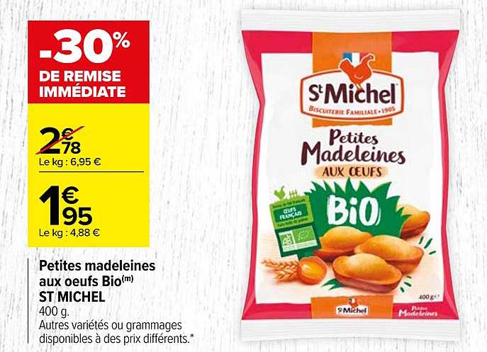 petites madeleines aux oeufs bio st michel