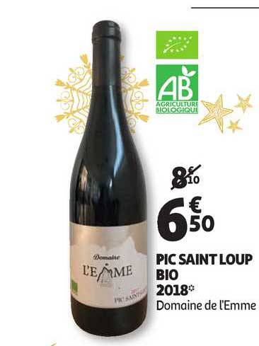 pic saint loup bio 2018 domaine de l'emme